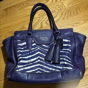 Coach Legacy Purple Zebra Print Candace Carryall Bag